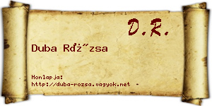 Duba Rózsa névjegykártya
